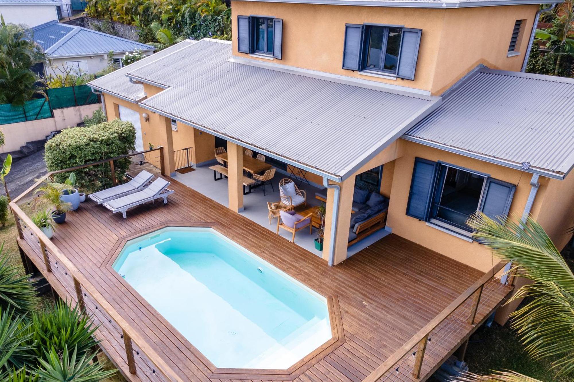 Villa Cactus Avec Piscine Et Vue Mer La Saline Le Bains Luaran gambar